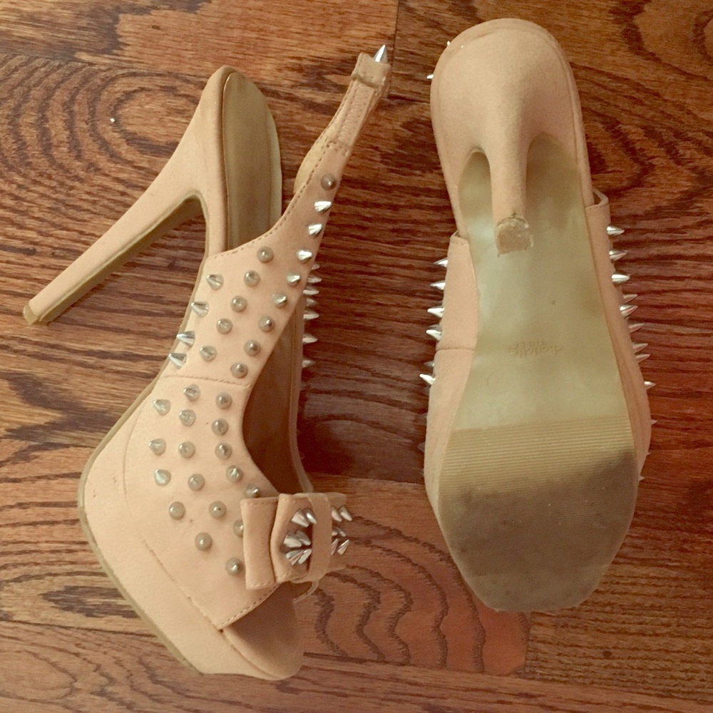 Gorgeous Comfortable Beige Studded Heels